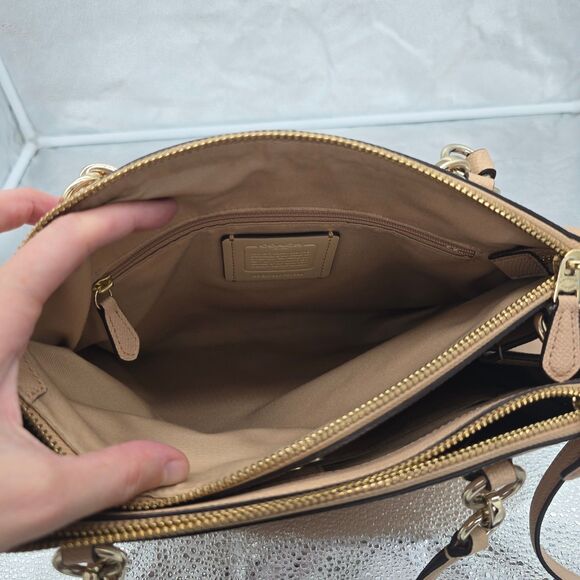 Coach Small Christie Carryall Crossgrain Leather F57520 Beechwood Tan